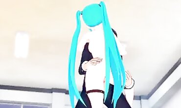 Miku Enjoys a Thick Cigar in College Cosplay Hentai