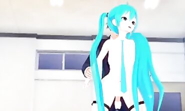Miku Enjoys a Thick Cigar in College Cosplay Hentai
