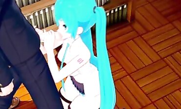 Miku Enjoys a Thick Cigar in College Cosplay Hentai