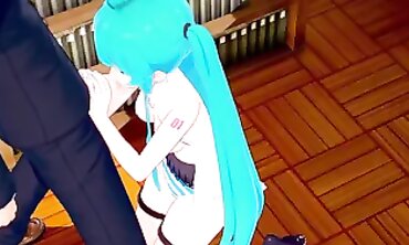 Miku Enjoys a Thick Cigar in College Cosplay Hentai