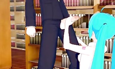 Miku Enjoys a Thick Cigar in College Cosplay Hentai