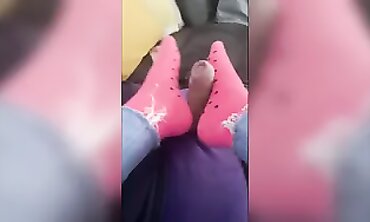 British MILF Runnerbean87 Takes a Sock Footjob and Wears the Cum