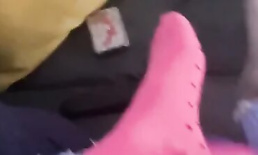 British MILF Runnerbean87 Takes a Sock Footjob and Wears the Cum