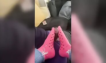 British MILF Runnerbean87 Takes a Sock Footjob and Wears the Cum