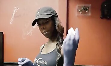African Beauty With Saggy Boobs Gets Nipple Piercings