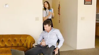 Brunette Boss Gets Pegged in High Heels