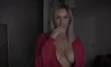 Ash-Blonde British Babe with Big Tits Dances for Christmas