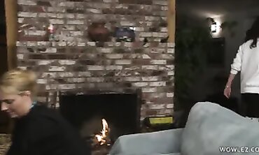 Busty Brunette MILF Fingering Scene