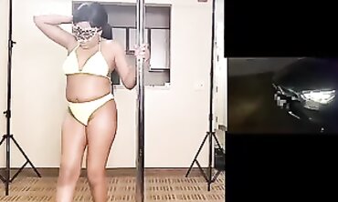 Sexy Brunette Dances in Bikini at Party