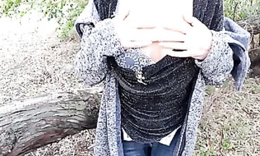 Petite MILF Masturbates in Public Park