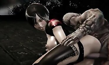 Resident Evil Ada Wong Zombie Cosplay DP Gangbang