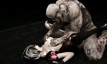 Resident Evil Ada Wong Zombie Cosplay DP Gangbang