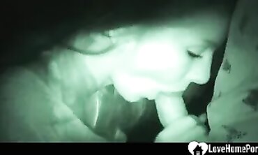 POV Night Cam Amateur Blonde Blowjob
