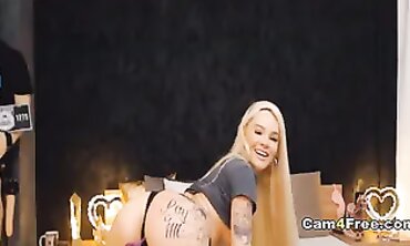 Platinum-Blonde Princess With Huge Tits Plays Her Wet Pussy