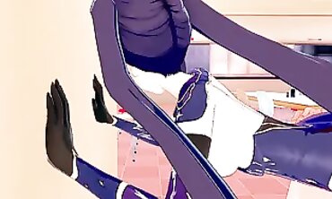 Mona Genshin Impact in 3D Anime: Blowjob, Creampie & Orgasm