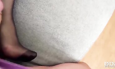 Kira Queen Gives a Nasty Toejob in Nylon Stockings and Stilettos