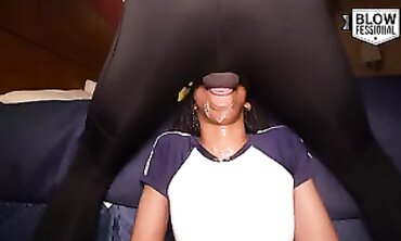 Petite Ebony MILF Takes A Rough Blowjob