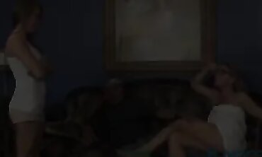 Stepdaughter's Hot Lesbian Night - Step Mom & DIL Share Dark Hunk