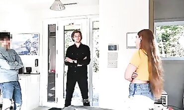 Maid Caught by Security Gets Screwed by Boss and Threesome
