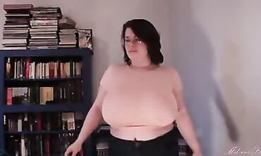 Brunette BBW Milf Shows Off Huge Tits In Sheer T-Shirt