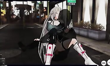 Vocaloid IA Cosplay Gets Rough Outdoor 3D Blowjob and Cumshot