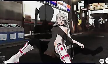 Vocaloid IA Cosplay Gets Rough Outdoor 3D Blowjob and Cumshot
