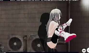 Vocaloid IA Cosplay Gets Rough Outdoor 3D Blowjob and Cumshot