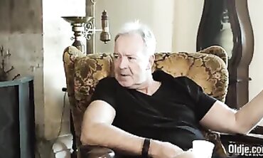 19-Year-Old Delivers Deep Creampie to Grandpa Philippe Soine