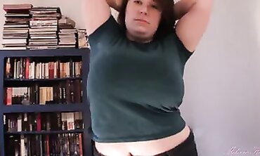Brunette MILF with Massive Tits in Blue Tee