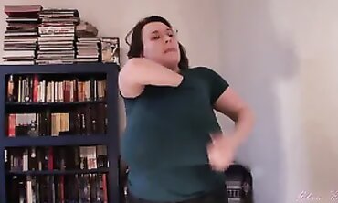 Brunette MILF with Massive Tits in Blue Tee
