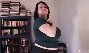 Brunette MILF with Massive Tits in Blue Tee