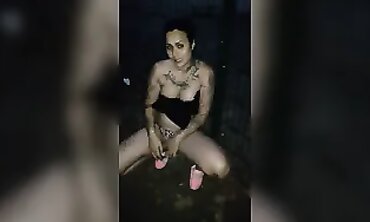 Tattooed German MILF Finger Smashes Herself Outdoors