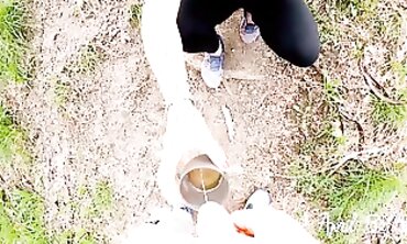 April Drinks A Lot Of Piss Outdoors