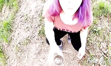 April Drinks A Lot Of Piss Outdoors