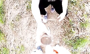 April Drinks A Lot Of Piss Outdoors