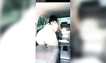 Stunning Doll Masturbates with Sex Toy in Moving Car