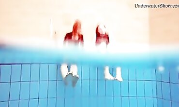 Diana Zelenkina and Simonna Hotty Swim Nude in the Pool