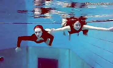 Diana Zelenkina and Simonna Hotty Swim Nude in the Pool
