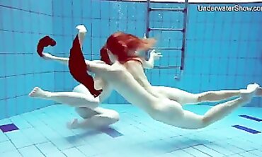 Diana Zelenkina and Simonna Hotty Swim Nude in the Pool
