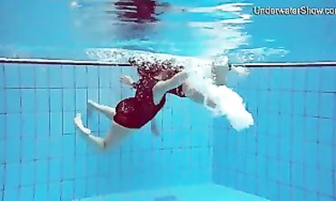 Diana Zelenkina and Simonna Hotty Swim Nude in the Pool