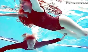 Diana Zelenkina and Simonna Hotty Swim Nude in the Pool