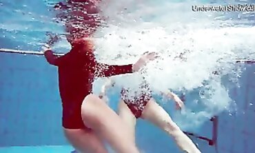 Diana Zelenkina and Simonna Hotty Swim Nude in the Pool