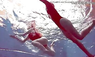 Diana Zelenkina and Simonna Hotty Swim Nude in the Pool