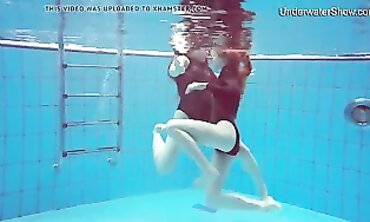 Diana Zelenkina and Simonna Hotty Swim Nude in the Pool