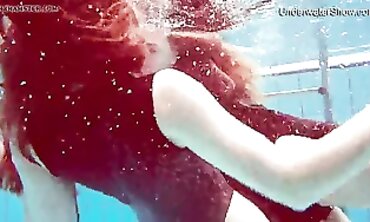 Diana Zelenkina and Simonna Hotty Swim Nude in the Pool