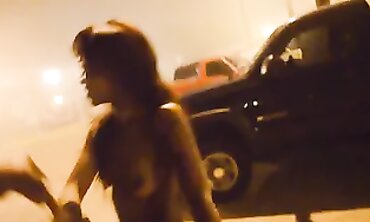 Foxy Ebony Babe Goes Nude in Public