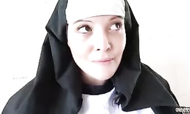 Dolly Diore: Horny Elderly Nun Takes Mature Boy Doggy Style