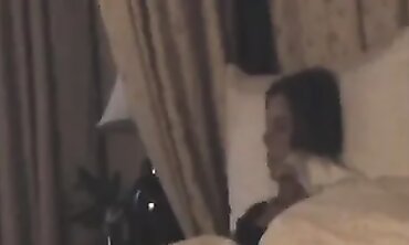 Hot Blonde Babe Gives Sensual Handjob to Her Man at Hotel Room
