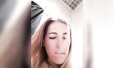 Hot Blonde Teen Babe Gives A Sensual Striptease And Masturbates In Her Bathroom