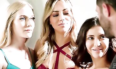 Hot Blonde MILF Teaches barely legal Wife How to Please Her Husband in Bed